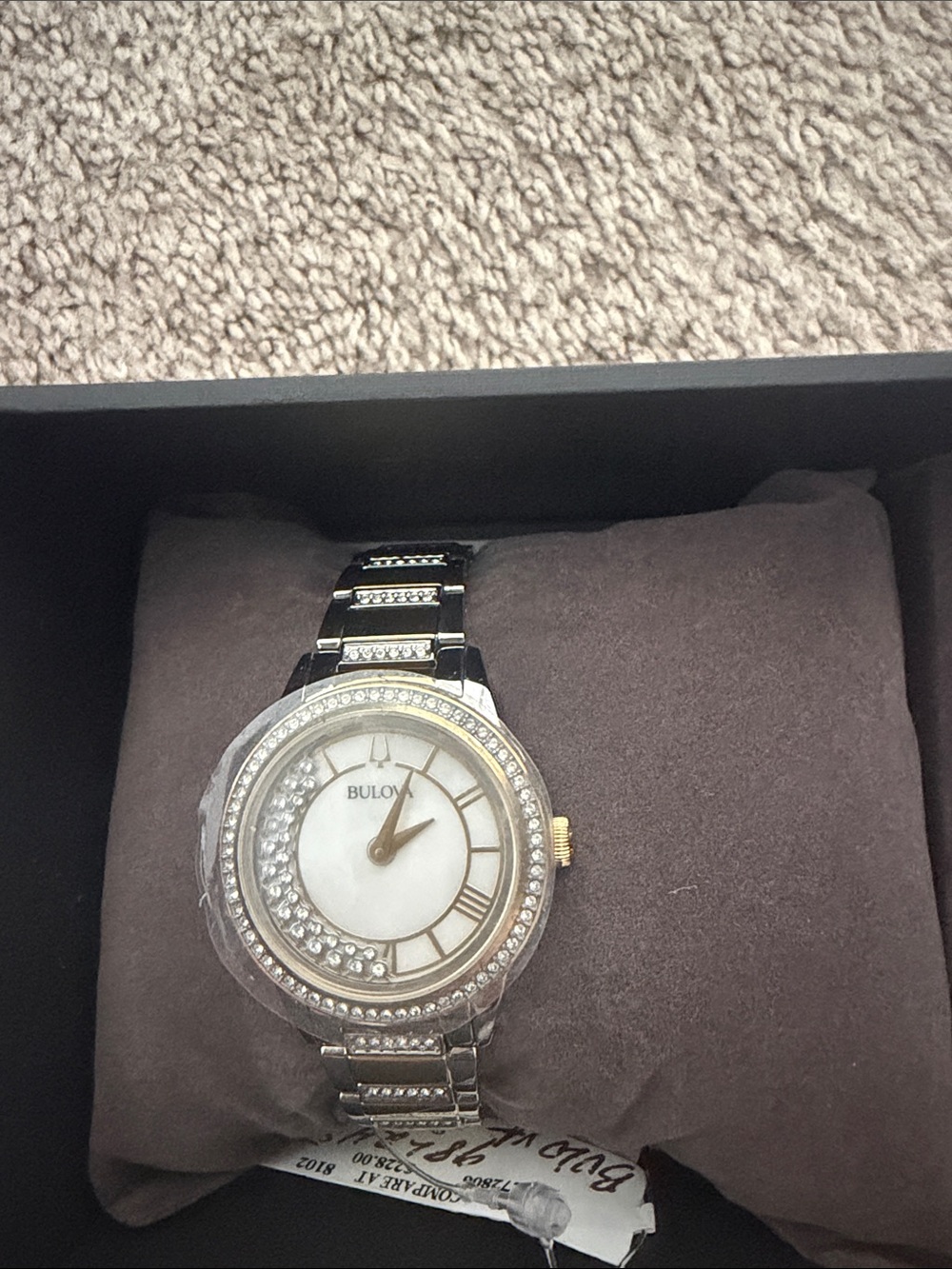 Bulova Two-Tone Silver and Gold Crystal Accent Women's Watch